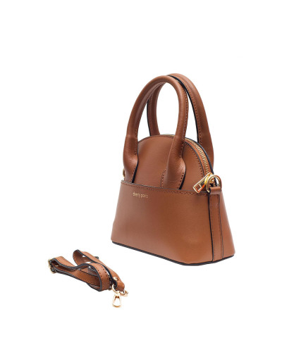 Cherry Paris Cowhide Leather Handbag - Cognac