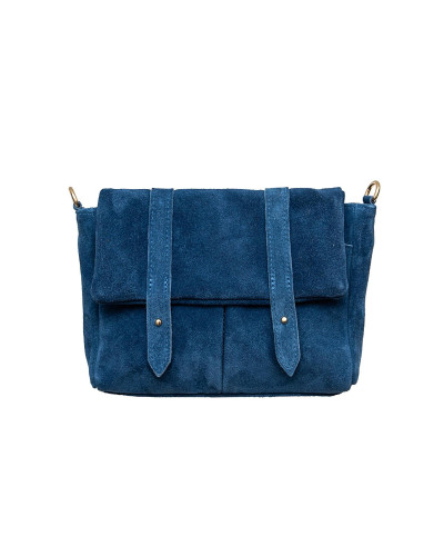 Cherry Paris Cowhide Leather Messenger Bag - Blue