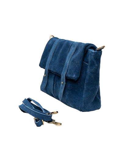 Cherry Paris Cowhide Leather Messenger Bag - Blue