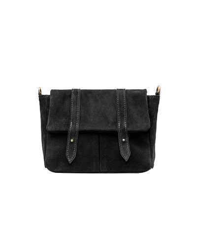 Cherry Paris Cowhide Leather Messenger Bag - Black