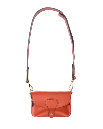 Sac pochette banane en cuir de vachette lisse Cherry Paris - Rouille