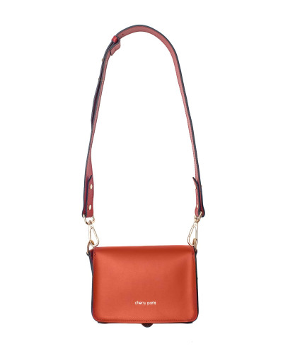 Sac pochette banane en cuir de vachette lisse Cherry Paris - Rouille