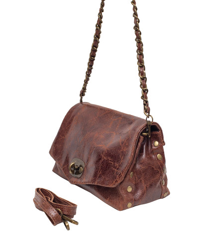 Shoulder bag in cowhide leather Cherry Paris - Cognac